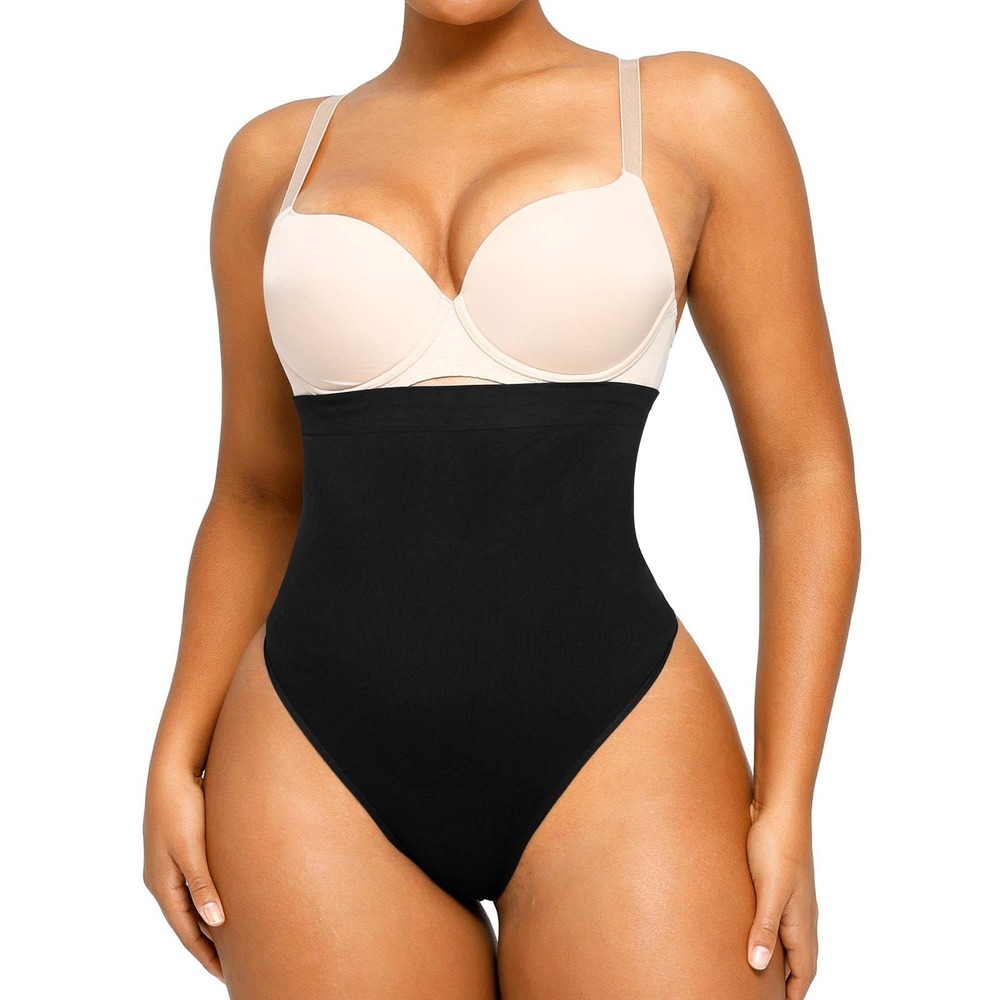 ShapeLLX Bodysuit Thong Tummy Control High Waist‎ Open Bust Black New